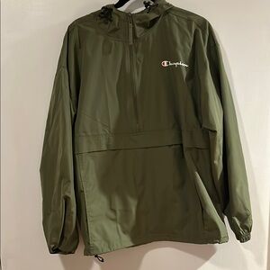 Champion Olive Green Packable Anorak Windbreaker